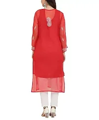 Stylish Red Georgette Embroidered Kurta For Women-thumb1