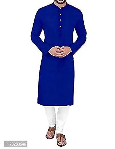 Reliable Blue Cotton Solid Kurta and Bottom Sets For Men