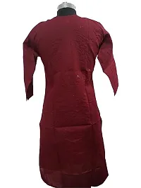 Stylish Maroon Cotton Embroidered Kurta For Women-thumb1