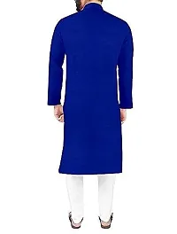 Reliable Blue Cotton Solid Kurta and Bottom Sets For Men-thumb1