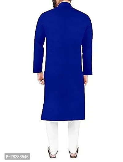 Reliable Blue Cotton Solid Kurta and Bottom Sets For Men-thumb2