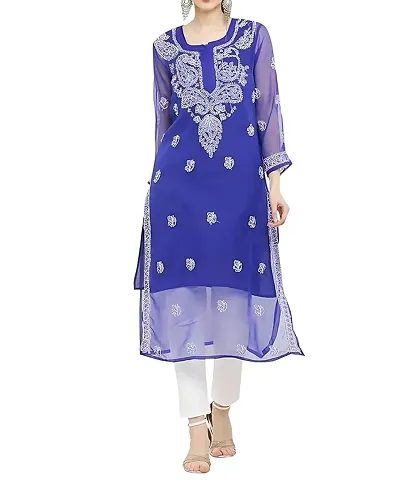 Stylish Georgette Embroidered Kurta For Women