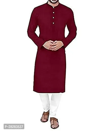 Reliable Maroon Cotton Solid Kurta and Bottom Sets For Men