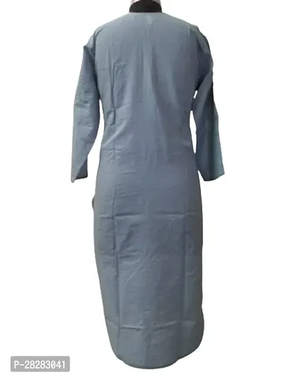 Stylish Grey Cotton Embroidered Kurta For Women-thumb2