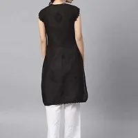 Stylish Black Cotton Self Pattern Kurta For Women-thumb1