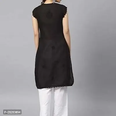 Stylish Black Cotton Self Pattern Kurta For Women-thumb2