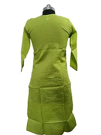 Stylish Green Cotton Embroidered Kurta For Women-thumb1