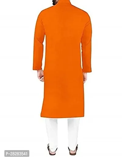 Reliable Orange Cotton Solid Kurta and Bottom Sets For Men-thumb2