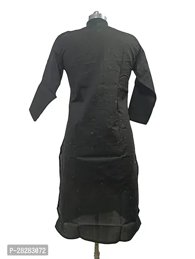 Stylish Black Cotton Embroidered Kurta For Women-thumb3