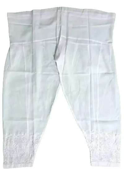 Stylish White Cotton Solid Trousers For Women