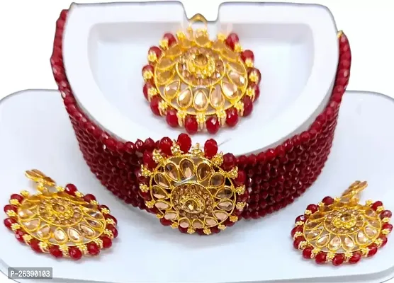 Maroon Wedding Jewellery Choker Necklace Set for Women Jewelry set for  girls