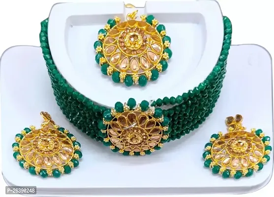 Green Wedding Jewellery Choker Necklace Set for Women Jewelry set for  girls