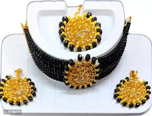 Black Wedding Jewellery Choker Necklace Set for Women Jewelry set for  girls