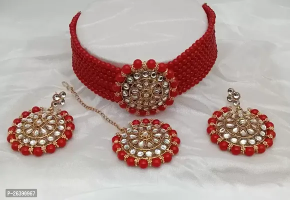 Maroon Wedding Jewellery Choker Necklace Set for Women Jewelry set for  girls and women