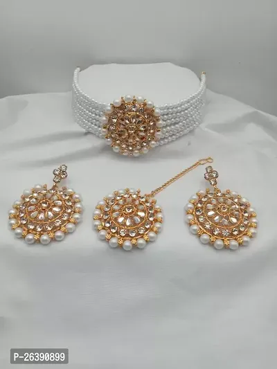 White Wedding Jewellery Choker Necklace Set for Women Jewelry set for  girls and women