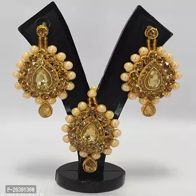 Gold Alloy Allure Elegant Rani Haar Double Necklace Set (Gold)-thumb3