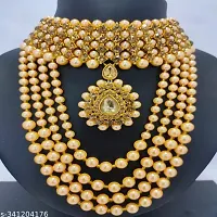 Gold Alloy Allure Elegant Rani Haar Double Necklace Set (Gold)-thumb1