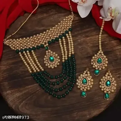 Green Wedding Jewellery Choker Necklace Set for Women Jewelry set for  girls and women