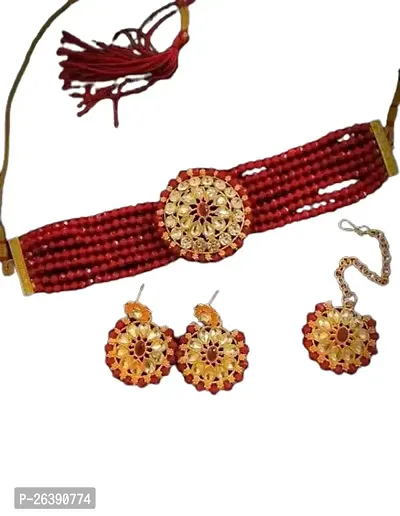 Red Wedding Jewellery Choker Necklace Set for Women Jewelry set for  girls and women