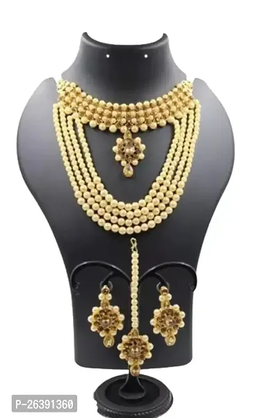 Gold Alloy Allure Elegant Rani Haar Double Necklace Set (Gold)-thumb0