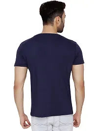 Men's Blue Cotton Blend Printed Round Neck Tees-thumb2