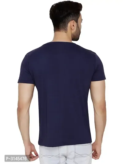 Men's Blue Cotton Blend Printed Round Neck Tees-thumb3