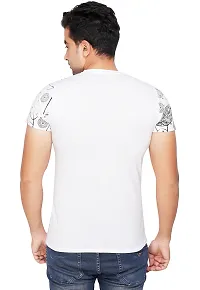 Men's White Polycotton Printed Round Neck Tees-thumb1