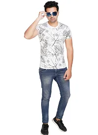 Men's White Polycotton Printed Round Neck Tees-thumb3