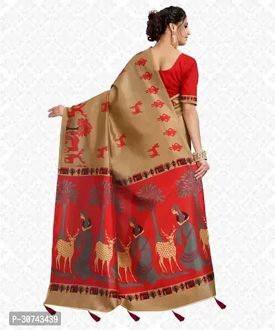 Elegant Brown Polycotton Saree without Blouse piece For Women-thumb0