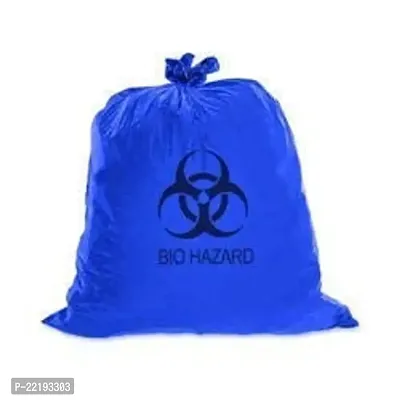 DDSS Bio waste semi fresh eco-friendly printed red garbage bag (32x42 inch)-15 pcs. Heavy Duty 75 micron, Biohazard waste bag professional Grade medical bag, Small size No leak. (Blue)-thumb0