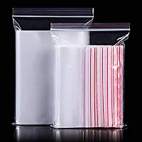 DDSS Plastic Zip Lock Pouch Bags Re-Usable Thick. 51 microns (8 inch x 10 inch, 100 Pieces, Transparent)-thumb2