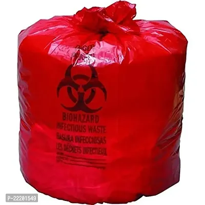 DDSS Bio waste semi fresh eco-friendly printed red garbage bag (32x42 inch)-15 pcs. Heavy Duty 75 micron, Biohazard waste bag professional Grade medical bag, Small size No leak. (Red)-thumb0