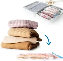 DDSS 5 Pack Vacuum Bags for Travel, Space Saver Bags (1 Large/2 Medium/2 Small) Compression Storage Bags for Clothes, Bedding, Pillows, Comforters, with Travelling Hand Pump-thumb1