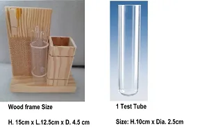 DDSS (SP- 280) Wall Hanging Plant Test Tube Flower Vase Tabletop Glass with Wooden Pen Holder for Home/Office - 1 Test Tubes-thumb1