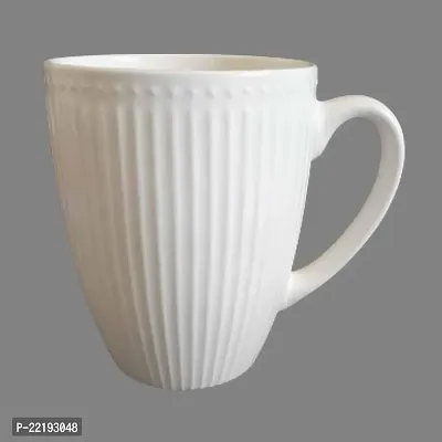 DDSS QQ-225B-WHITE Vertical Strip Pattern Coffee Mug Ceramic to Gift to Best Friend, Tea Mugs, Microwave Safe Coffee/Tea Cups - White
