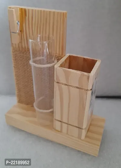 DDSS (SP- 280) Wall Hanging Plant Test Tube Flower Vase Tabletop Glass with Wooden Pen Holder for Home/Office - 1 Test Tubes-thumb3