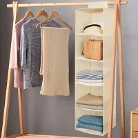 Flipco Hanging 5 Shelf Wardrobe Organizer Clothes Hanging Organizer Wardrobe for Regular Garments Shoes Storage Sweater  Sock Organizer with a Hook and Loops,Collapsible Storage-thumb4
