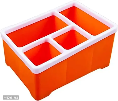 Flipco Plastic Storage Box 4 Compartment Home Decoration Bedroom Cosmetics Multifunctional Desktop Desktop Container Organizer-thumb0