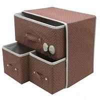 Flipco Storage Boxes Cube Collapsible Storage Bins Foldable Drawer Units Fabric Cabinet Closet Storage Organizer for Underwear 2 Layers 3 Drawers Foldable Storage Drawer-thumb2