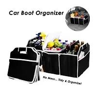 Flipco 2-in-1 Collapsible Fabric Trunk Organizer and Cooler Folding Flat Storage;Black-thumb1