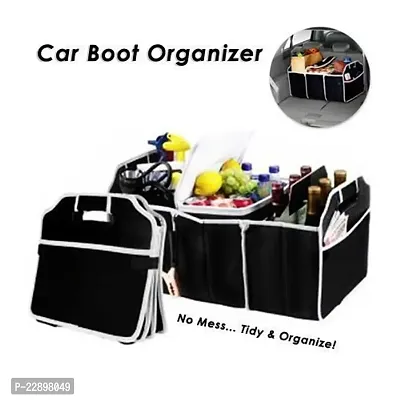 Flipco 2-in-1 Collapsible Fabric Trunk Organizer and Cooler Folding Flat Storage;Black-thumb2