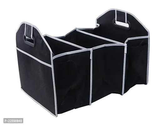 Flipco 2-in-1 Collapsible Fabric Trunk Organizer and Cooler Folding Flat Storage;Black-thumb0