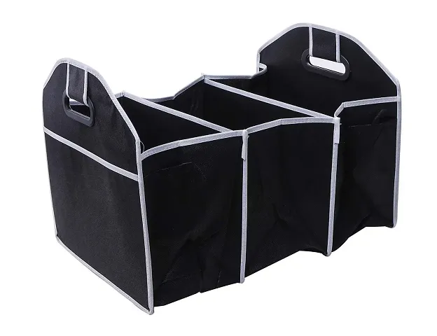 Flipco 2-in-1 Collapsible Fabric Trunk Organizer and Cooler Folding Flat Storage;Black