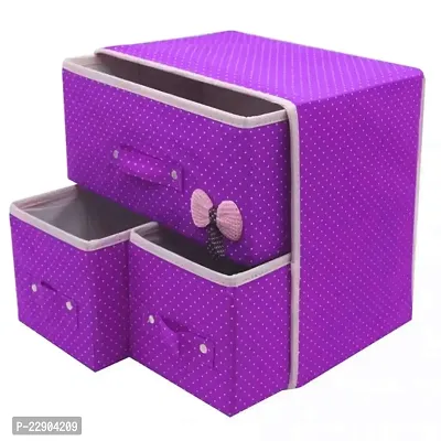 Flipco Storage Boxes Cube Collapsible Storage Bins Foldable Drawer Units Fabric Cabinet Closet Storage Organizer for Underwear 2 Layers 3 Drawers Foldable Storage Drawer-thumb0