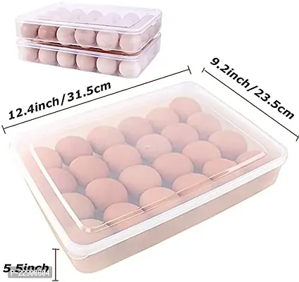 FLIPXEN Covered Egg Holders for Refrigerator, Clear 24 Deviled Egg Tray Storage Box Dispenser Stackable Plastic Eggs Containers-thumb3