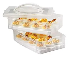 FLIPXEN Plastic Clear 24-Eggs Storage Organizer for Kitchen Refrigerator-thumb1