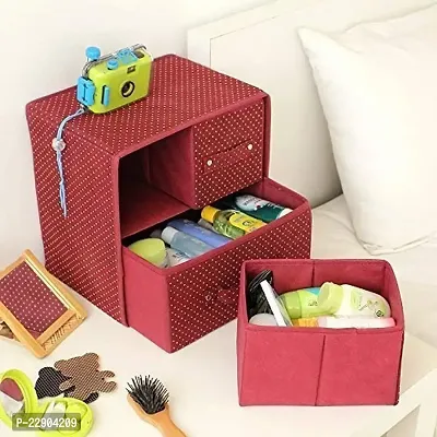 Flipco Storage Boxes Cube Collapsible Storage Bins Foldable Drawer Units Fabric Cabinet Closet Storage Organizer for Underwear 2 Layers 3 Drawers Foldable Storage Drawer-thumb4