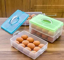 Flipco 2-Layer Food Storage Container with Egg Holder Trays, Medium Clear-thumb1