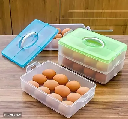 Flipco 2-Layer Food Storage Container with Egg Holder Trays, Medium Clear-thumb2