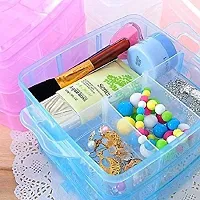 Flipco 3 Tier Stackable Adjustable Compartment Slot Bead Craft Jewellery Tool Storage Organizer Snap-lock Tray Container, with 18 Compartments, Container Box-thumb3